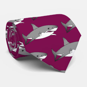 Cool Shark Cartoon Illustration Tie