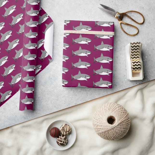 Cool Shark Cartoon Illustration Wrapping Paper (Crafts)