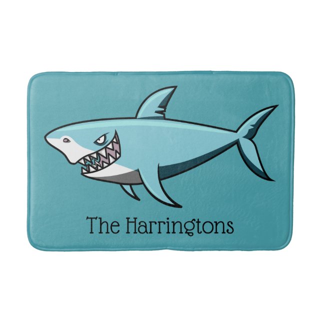 Cool Shark custom name bath mats (Front)