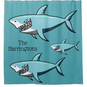 Cool Shark custom name shower curtain