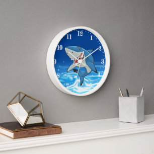 cool shark lovers decor Large Clock 