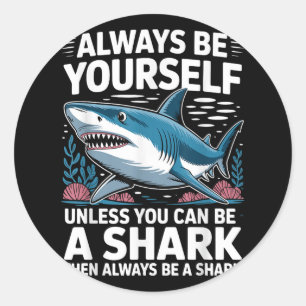 Cool Shark Novelty For Men Women Kids Shark Fan Sh Classic Round Sticker