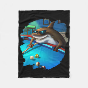 Cool Shark Playing Pool Billiards In Lounge Funny Fleece Blanket