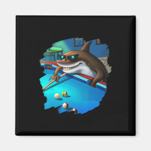 Cool Shark Playing Pool Billiards In Lounge Funny  Magnet