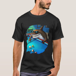 Cool Shark Playing Pool Billiards In Lounge Funny  T-Shirt