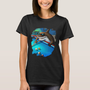 Cool Shark Playing Pool Billiards In Lounge Funny T-Shirt