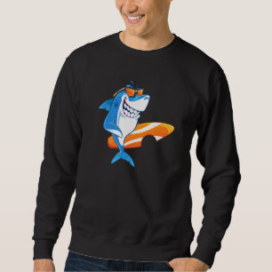 Cool Shark With Surfboard Surfing Sweatshirt