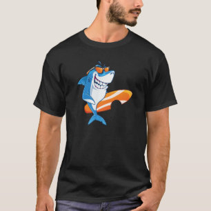 Cool Shark With Surfboard Surfing T-Shirt
