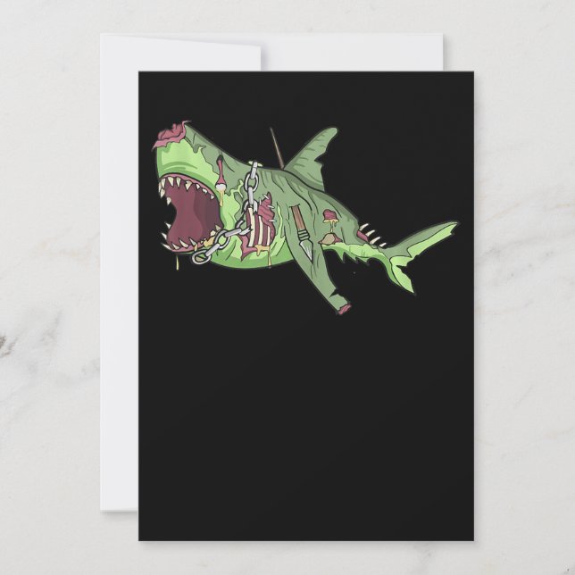 Cool Shark Zombie  Funny Lazy DIY Halloween Costum Thank You Card (Front)