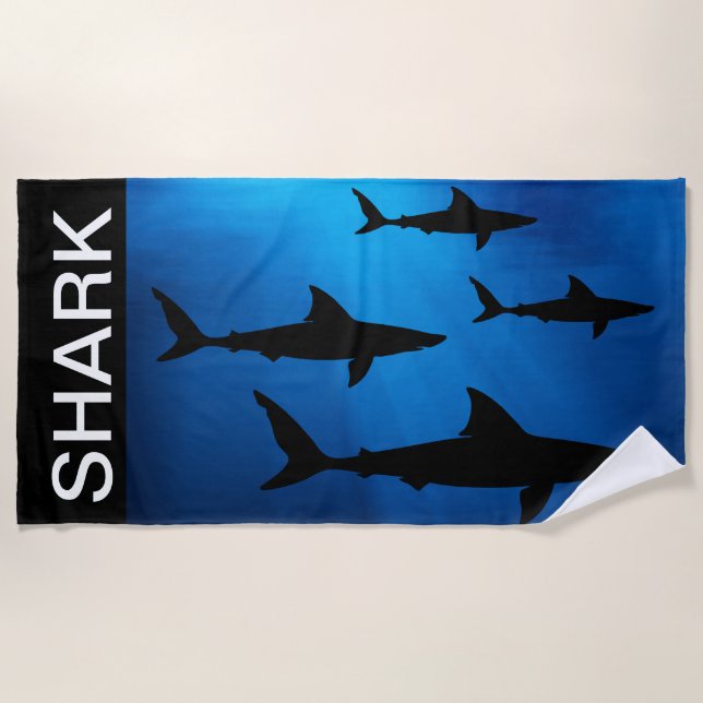 Cool Sharks Underwater Beach Towel (Front)