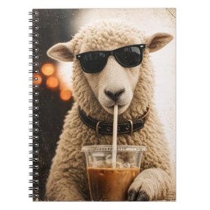 Cool Sheep Drinking Iced Coffee Notebook