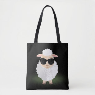 Cool Sheep Sunglasses Neon Green Aesthetic Tote Bag