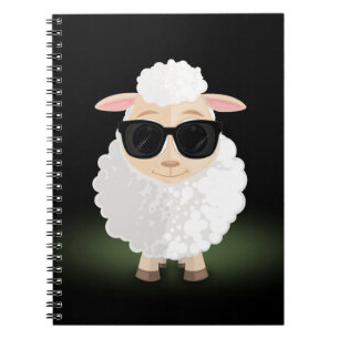 Cool Sheep Sunglasses Neon Green Cartoon Aesthetic Notebook