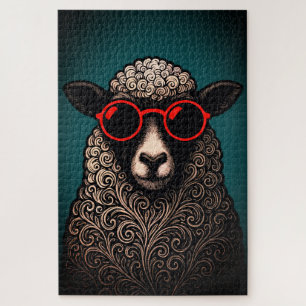 Cool Sheep Wall Art Jigsaw Puzzle