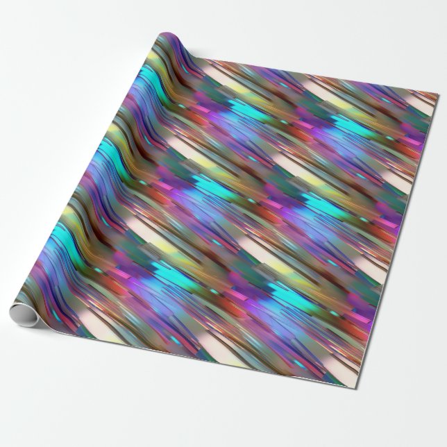 Cool Shiny Colourful Chrome Blue Green Gold Patter Wrapping Paper (Unrolled)