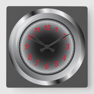 Cool Shiny Wide Metal Frame Square Wall Clock