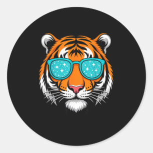Cool Shirts For Boys Kids, Funny Tiger Sungles Classic Round Sticker
