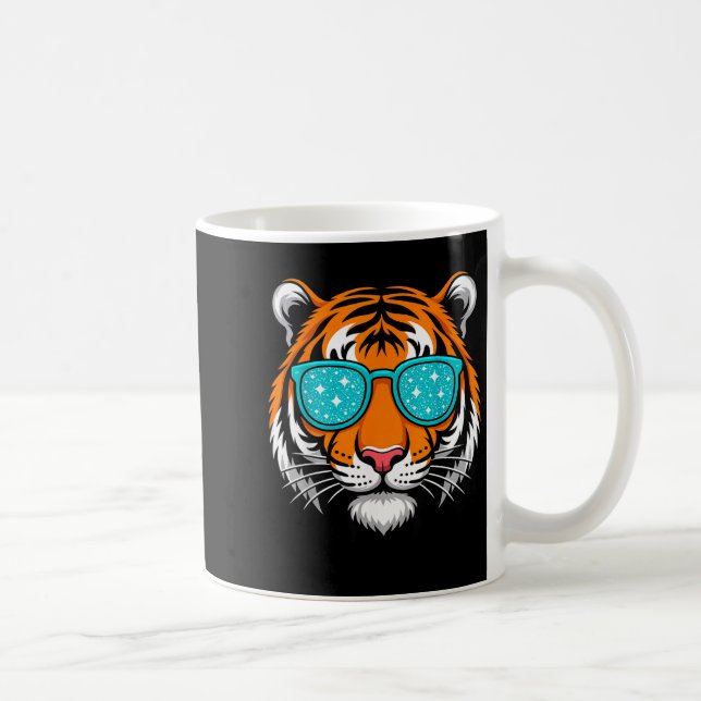 Cool Shirts For Boys Kids, Funny Tiger Sungles  Coffee Mug (Right)
