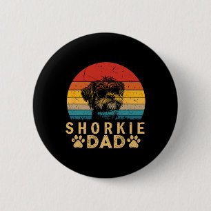 Cool Shorkie Dad Dog Lovers Paw Print Fathers Day 6 Cm Round Badge