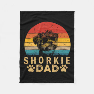 Cool Shorkie Dad Dog Lovers Paw Print Fathers Day Fleece Blanket