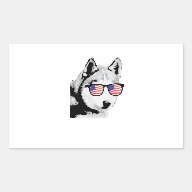 Cool Siberian Husky Dog Rectangular Sticker (Front)