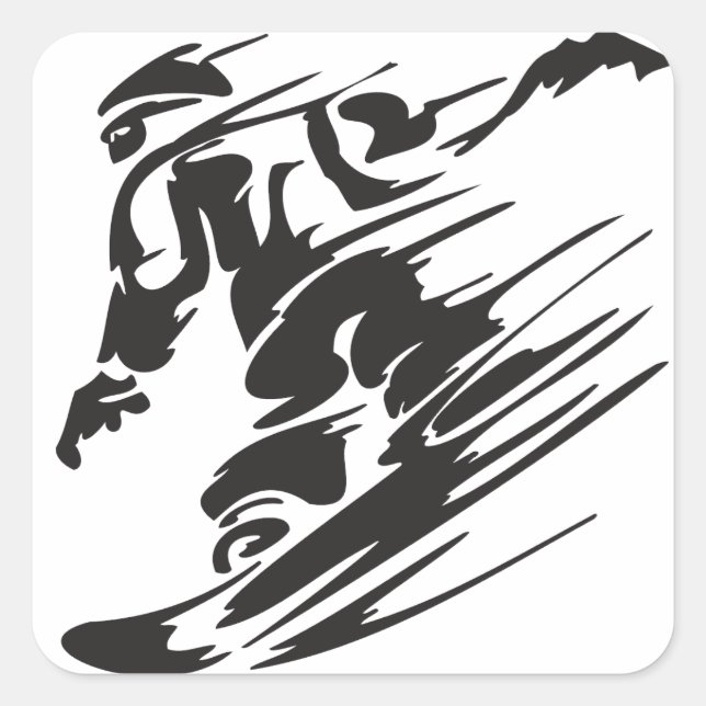 Cool Silhouette Snowboarding Mountain Stickers (Front)