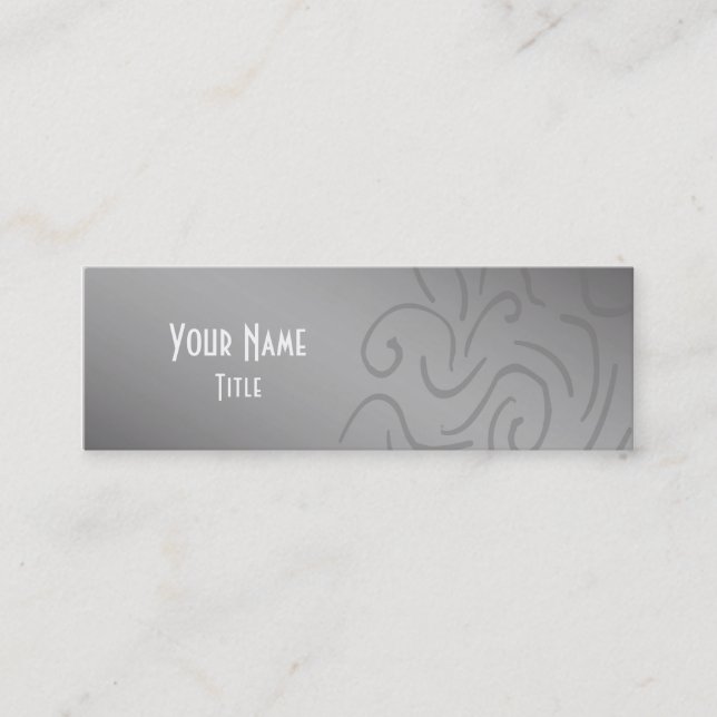 Cool Silver Abstract Pattern Mini Business Card (Front)