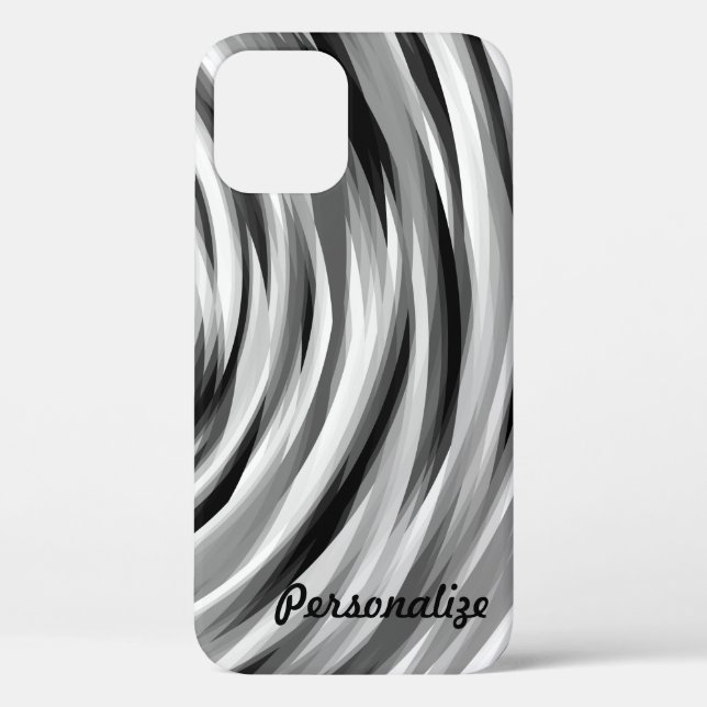 Cool Silver Black Stripy Pattern Case-Mate iPhone Case (Back)