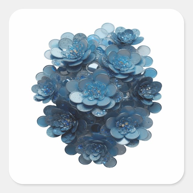 Cool Silver BLUE FLORAL GEMSTONE Label Design (Front)