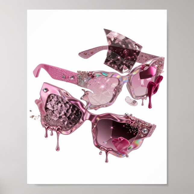 Cool Silver BROKEN GLASS SUNGLASSES Bold Design Poster (Front)