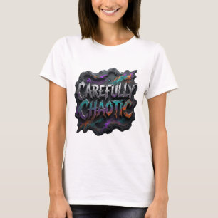 Cool Silver CAREFULLY CHAOTIC Artistic Motif T-Shirt