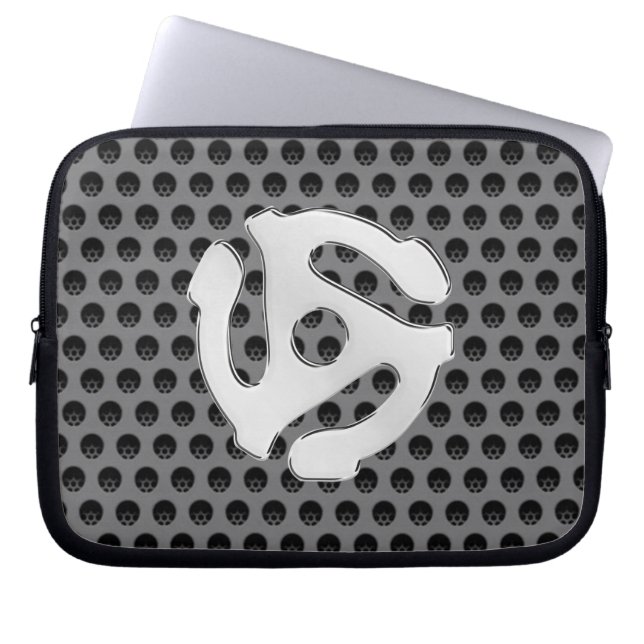 COOL Silver Chrome Like 45 spacer DJ Print Laptop Sleeve (Front)