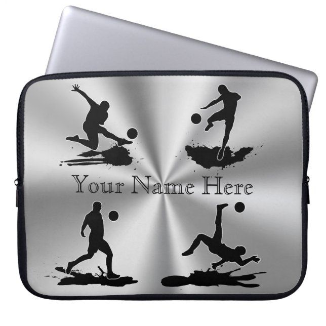Cool Silver Colour Personalised Soccer Cases 15 in (Front)