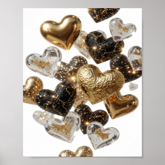 Cool Silver GOLDEN HEARTS Poster (Front)