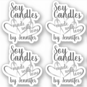 Cool Silver Hearts Made with Love White Soy Candle