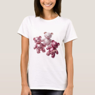 Cool Silver THREE PINK TEDDY BEARS Modern Design T-Shirt