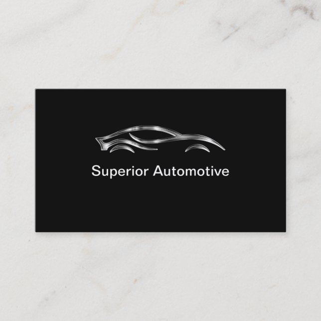 Cool Silver Tone Car Design Automotive Business Card (Front)