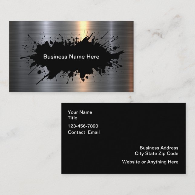 Cool Silver Tone Industrial Look Business Card (Front/Back)