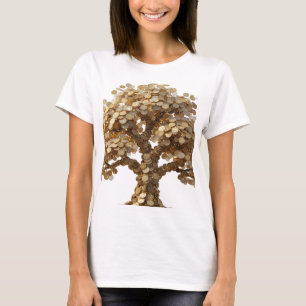 Cool Silver TREE OF MONEY 3D Text Art T-Shirt