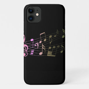Cool Simple Black Magical Rainbow Music Notes iPhone 11 Case