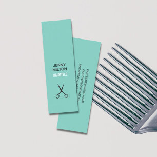 Cool Simple Blue Black Scissors Hairstylist Mini Business Card