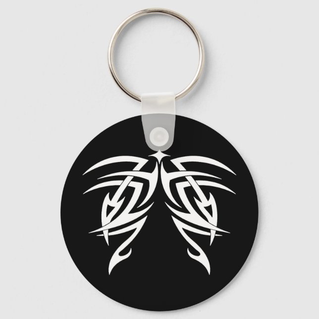 Cool Simple Elegant Classic Black White Tribal Key Ring (Front)
