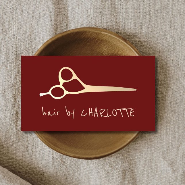 Cool Simple Faux Gold Scissors Hair Stylist Business Card (Creator Uploaded)