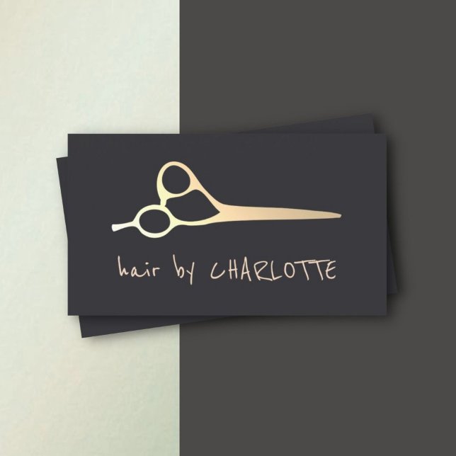 Cool Simple Faux Gold Scissors Hair Stylist Business Card (Creator Uploaded)
