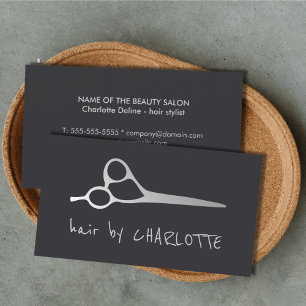 Cool Simple Faux Silver Scissor Hair Stylist Business Card