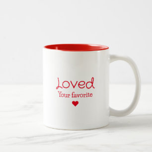Cool Simple Loved with Heart Typography Red Gift Two-Tone Coffee Mug