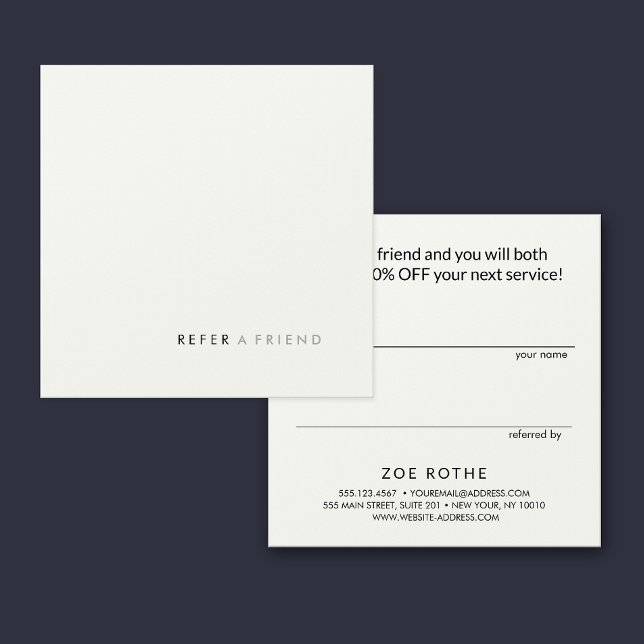 Cool Simple Modern White Refer a Friend Referral Card (Creator Uploaded)