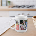 Cool Simple Photo Collage & Monogram Coffee Mug<br><div class="desc">Create your very own cool keepsake of your favourite family memories, wedding photos, or vacation snaps, with this awesome monogrammed photo collage mug! This simple design puts 4 of your favourite Instagram snaps front and centre, along with a single initial monogram on each side. Customise with four square photos of...</div>