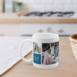 Cool Simple Photo Collage & Monogram Coffee Mug<br><div class="desc">Create your very own cool keepsake of your favorite family memories, wedding photos, or vacation snaps, with this awesome monogrammed photo collage mug! This simple design puts 4 of your favorite Instagram snaps front and center, along with a single initial monogram on each side. Customize with six square photos of...</div>