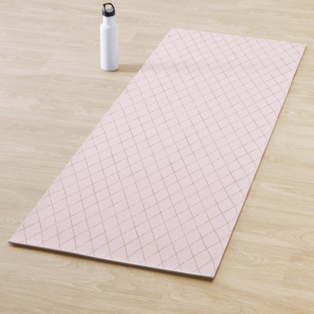 Cool Simple Pink Diamond Pattern Yoga Mat (In Situ)